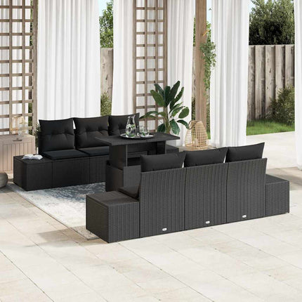 Soffset med kudde 7 pcs Svart konstrotting
