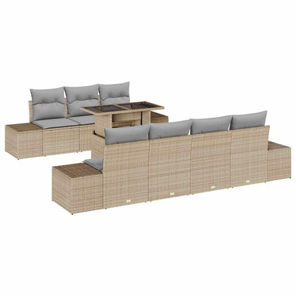 Soffset med kudde 8 pcs Beige och Ljusgrå konstrotting
