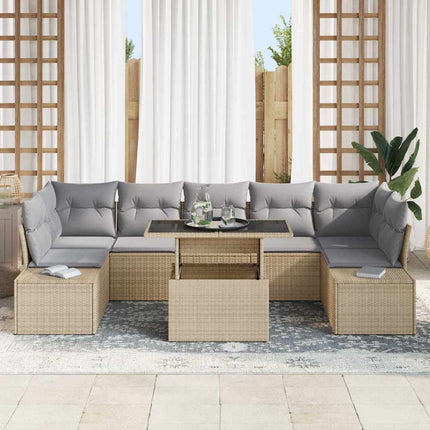 Soffset med kudde 8 pcs Beige och Ljusgrå konstrotting