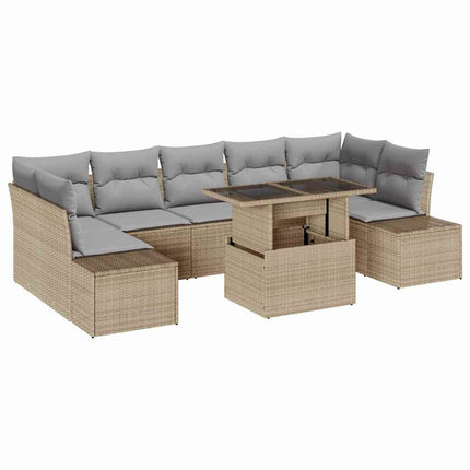 Soffset med kudde 8 pcs Beige och Ljusgrå konstrotting