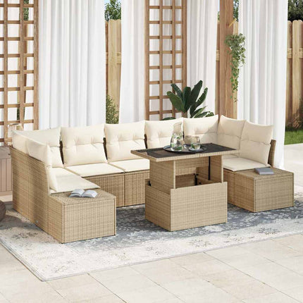 Soffset med kudde 8 pcs Beige och gräddfärgad konstrotting