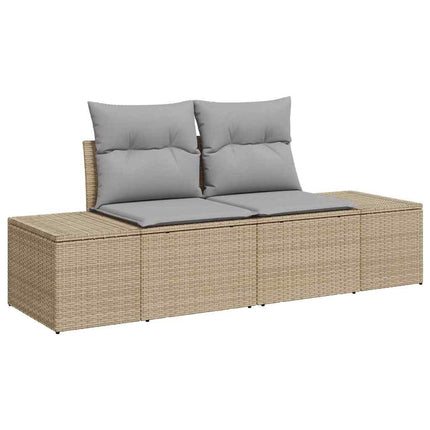 Trädgårdsoffset med kudde 6 pcs Beige och Ljusgrå konstrotting