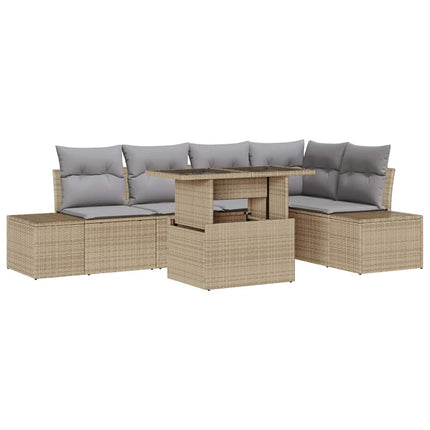 Trädgårdsoffset 6 st Beige konstrotting