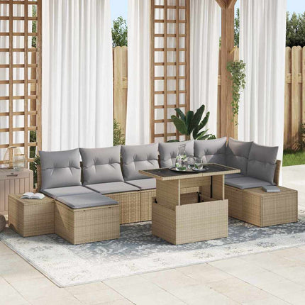 Trädgårdsoffset med kudde 8 pcs beige och ljusgrå