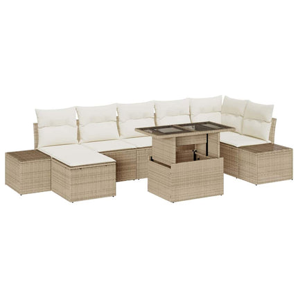 Trädgårdsoffset med kudde 8 pcs beige och gräddvit