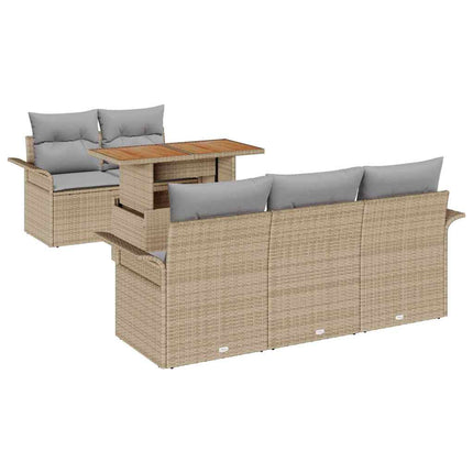 Trädgårdsoffset med kudde 6 pcs Beige och Ljusgrå konstrotting