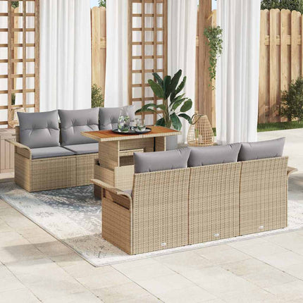 Trädgårdsoffset med kudde 7 pcs beige och ljusgrå