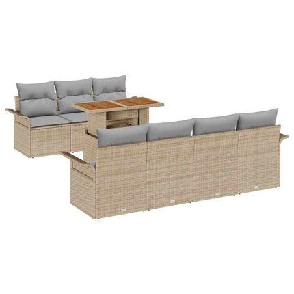 Trädgårdsoffset med kudde 8 pcs beige och ljusgrå