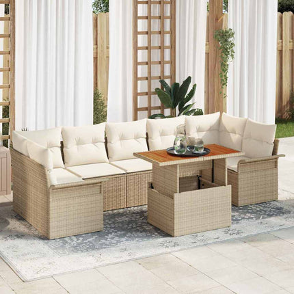 Trädgårdsoffset med kudde 8 pcs beige och gräddvit