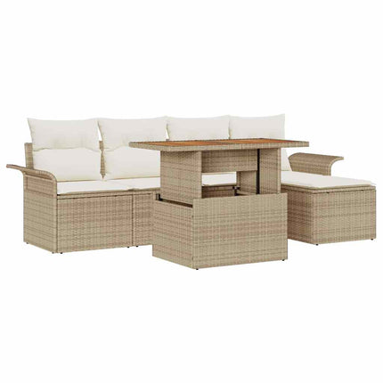 Trädgårdsoffset med kudde 6 pcs beige och gräddvit