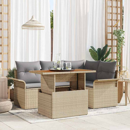 Trädgårdsoffset med kudde 5 pcs beige och ljusgrå