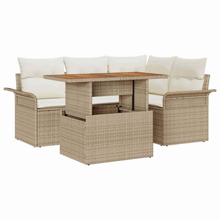 Trädgårdsoffset med kudde 5 pcs beige och gräddvit
