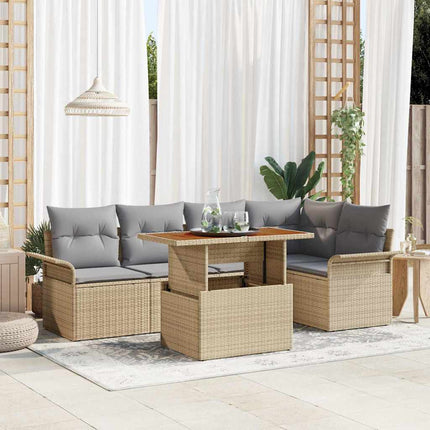 Trädgårdsoffset med kudde 6 pcs beige och ljusgrå