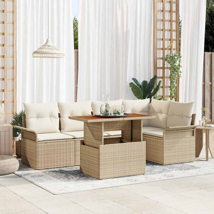 Trädgårdsoffset med kudde 6 pcs beige och gräddvit