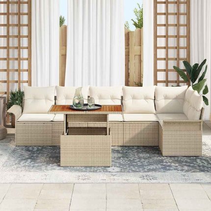 Trädgårdsoffset 7 pcs Beige och gräddfärgad konstrotting