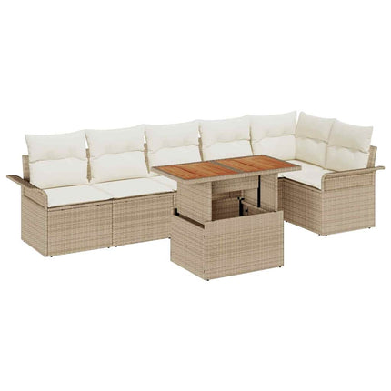 Trädgårdsoffset 7 pcs Beige och gräddfärgad konstrotting