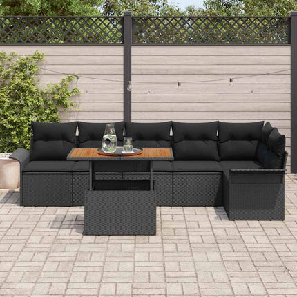 Trädgårdsoffset med kudde 7 pcs Svart konstrotting