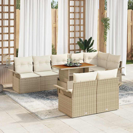 Trädgårdsoffset 9 pcs Beige och gräddfärgad konstrotting