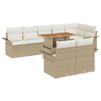 Trädgårdsoffset 9 pcs Beige och gräddfärgad konstrotting