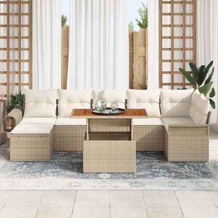 Trädgårdsoffset 8 pcs Beige och gräddfärgad konstrotting