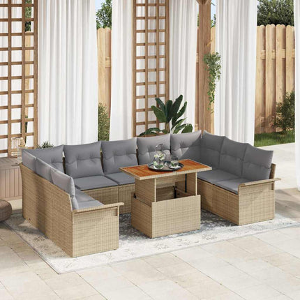 Trädgårdsoffset med kudde 10 pcs beige och ljusgrå