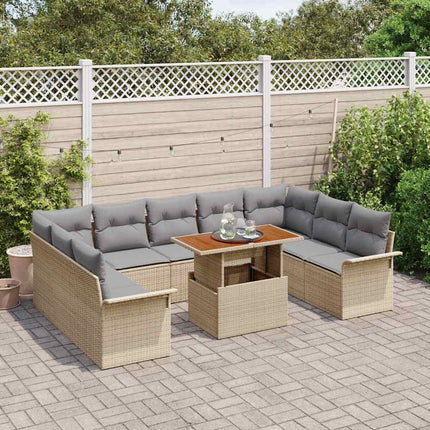 Trädgårdsoffset med kudde 10 pcs beige och ljusgrå