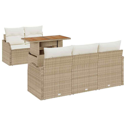 Trädgårdsoffset 6 st Beige och gräddfärgad konstrotting