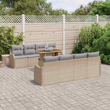 Trädgårdsoffset med kudde 7 pcs beige och ljusgrå