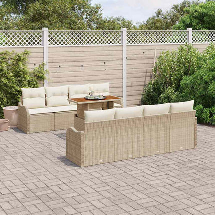 Trädgårdsoffset med kudde 7 pcs beige och gräddvit