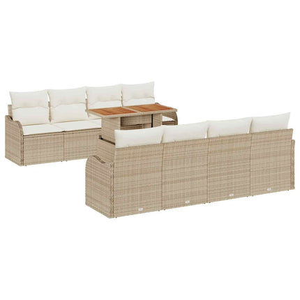 Trädgårdsoffset med kudde 7 pcs beige och gräddvit