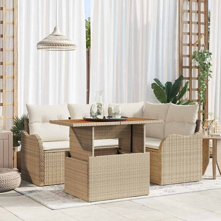 Trädgårdsoffset 5 st 4-Antal sittplatser Beige och gräddfärgad
