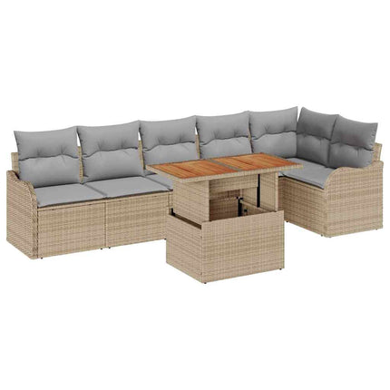 Trädgårdsoffset 7 st 6-Antal sittplatser beige och ljusgrå