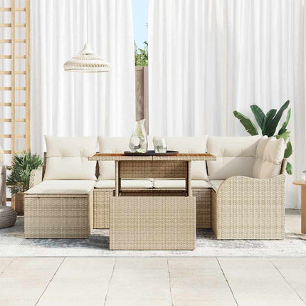 Trädgårdsoffset med kudde 7 pcs beige och gräddvit