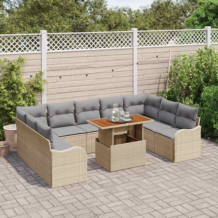 Trädgårdsoffset med kudde 10 pcs beige och ljusgrå