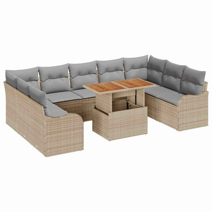 Trädgårdsoffset med kudde 10 pcs beige och ljusgrå