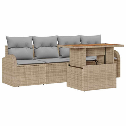 Trädgårdsoffset 5 pcs beige och ljusgrå