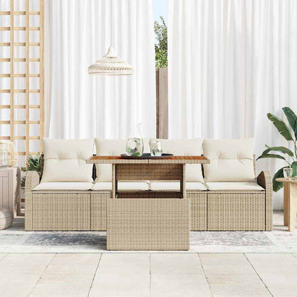 Trädgårdsoffset 5 pcs beige och gräddvit