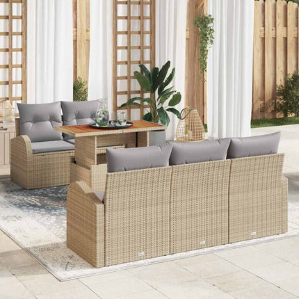 Trädgårdsoffset med kudde 6 pcs beige och ljusgrå