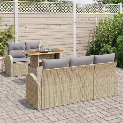 Trädgårdsoffset med kudde 6 pcs beige och ljusgrå