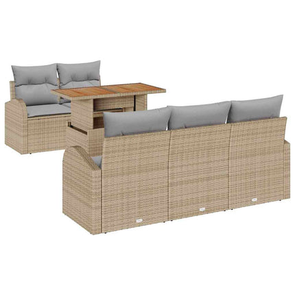 Trädgårdsoffset med kudde 6 pcs beige och ljusgrå