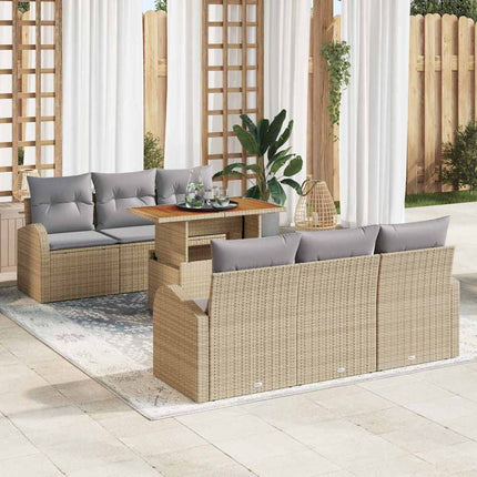 Trädgårdsoffset med kudde 7 pcs beige och ljusgrå