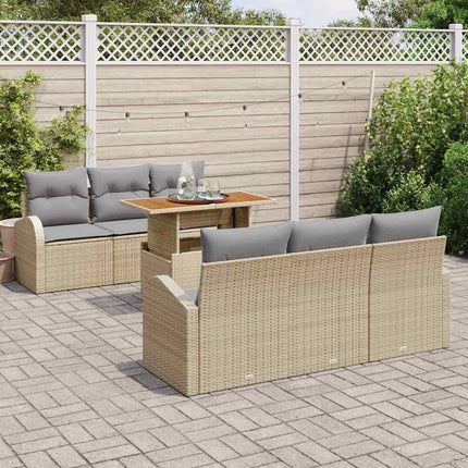 Trädgårdsoffset med kudde 7 pcs beige och ljusgrå
