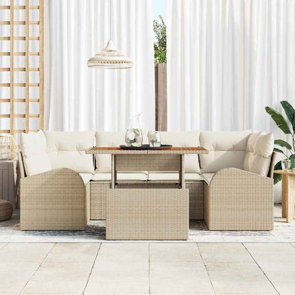 Trädgårdsoffset med kudde 7 pcs beige och gräddvit