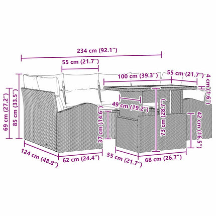 Trädgårdsoffset med kudde 7 pcs beige och gräddvit