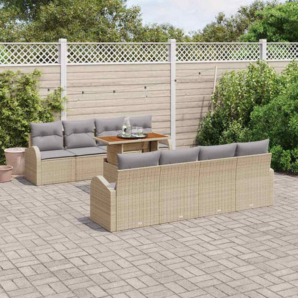 Trädgårdsoffset med kudde 7 pcs beige och ljusgrå