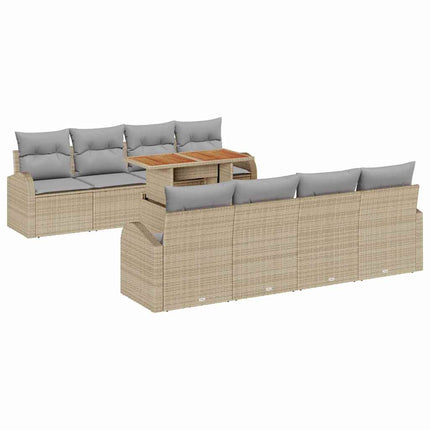Trädgårdsoffset med kudde 7 pcs beige och ljusgrå