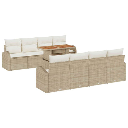 Trädgårdsoffset med kudde 7 pcs Beige och gräddfärgad