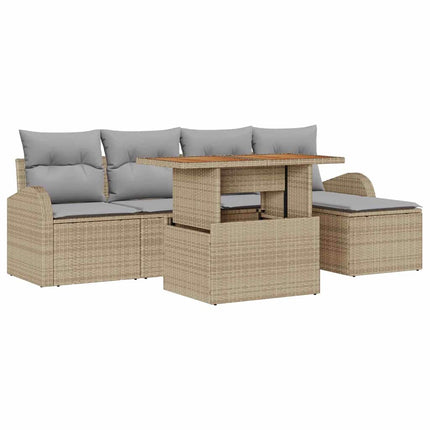 Trädgårdsoffset med kudde 6 pcs beige och ljusgrå