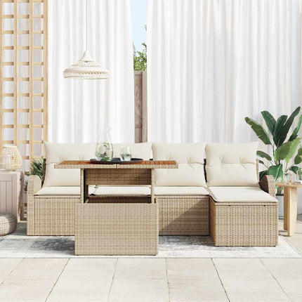 Trädgårdsoffset med kudde 6 pcs beige och gräddvit