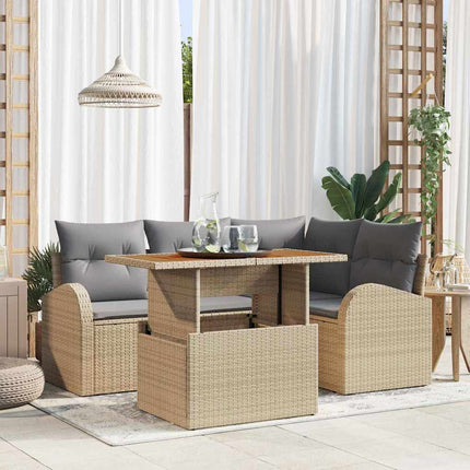 Trädgårdsoffset med kudde 5 pcs beige och ljusgrå